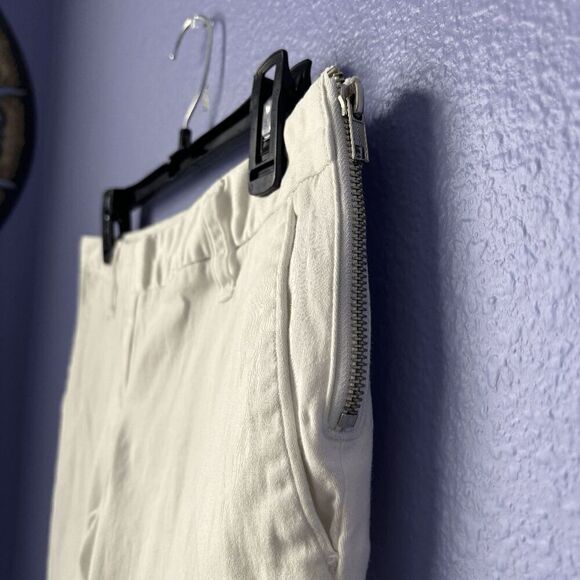 Split White Denim Low Rise Jeans Boot Cut Y2K 90s Side Zipper VNTG Size 7 Stretc - Picture 8 of 10